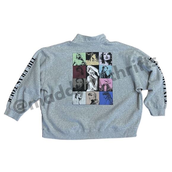 Taylor Swift The Eras Tour Gray Quarter Zip Sweatshirt size 4XL - Picture 4 of 7